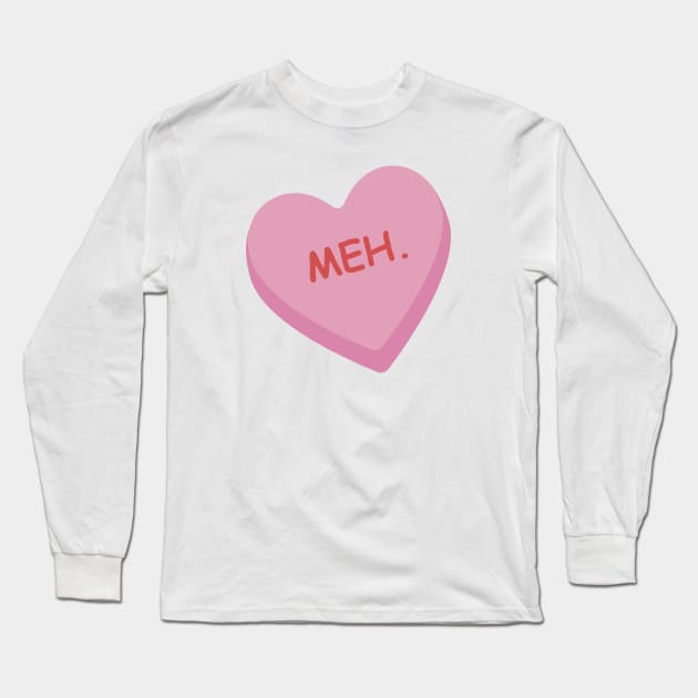 Funny Pink Candy Heart "Meh". Long Sleeve T-Shirt by burlybot